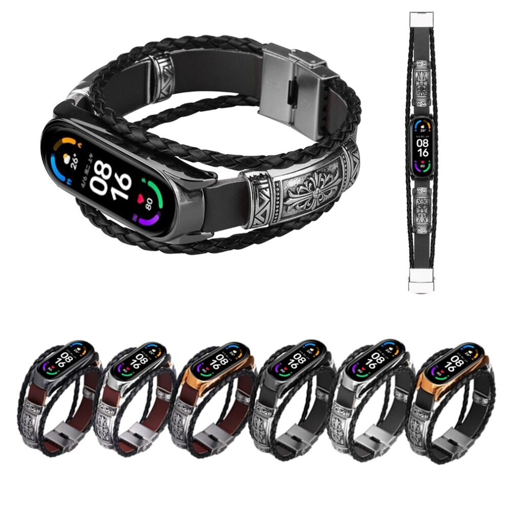 Bakeey Retro Embossment Butterfly Buckle Diy Adjustable Length Wider Pu Leather Watch Band Strap Replacement For Xiaomi Mi Band 6 Mi Band 5 Non Ori Yellow 6900084421972