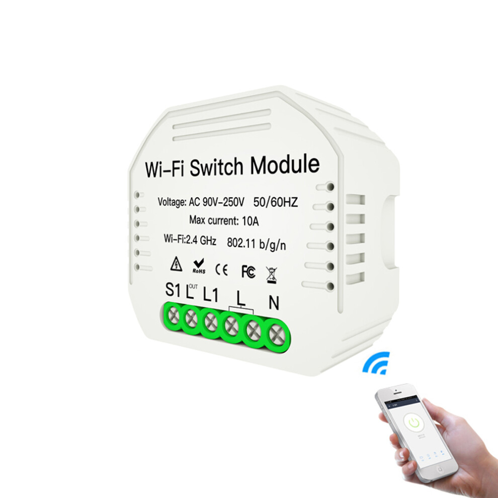 Moeshouse Ms 104 Ac90 250V Two Way Wifi Smart Light Switch Diy Breaker Module Smart Life Tuya App Remote Control Works With Alexa Google Home Din Rai 6901249363939