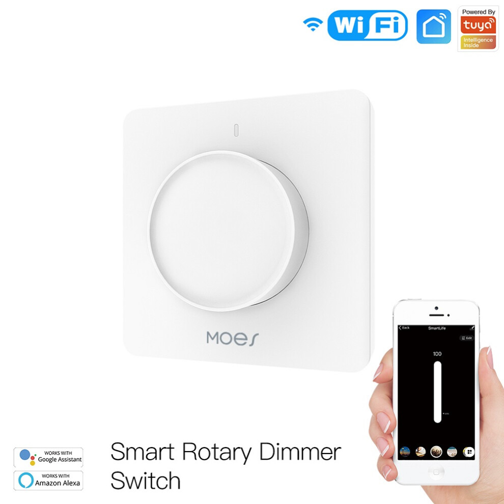 Moeshouse Wifi Smart Rotary Light Dimmer Switch Brightness Memory Smart Life Tuya App Remote Control Works With Alexa Google 6901249263055