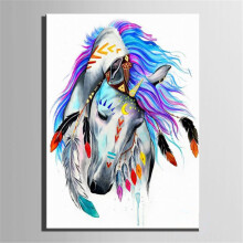 Oil Painting By Number Kit Indian Horse Lion Painting DIY Acrylic Pigment Painting By Numbers Set Hand Craft Art Supplies Random Pattern
