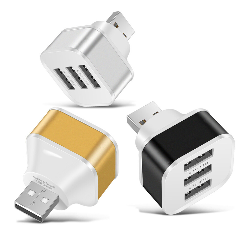 3 Port Extended Usb Charger Extender For Tablet Smartphone Gold/Silver/Black 701772835684