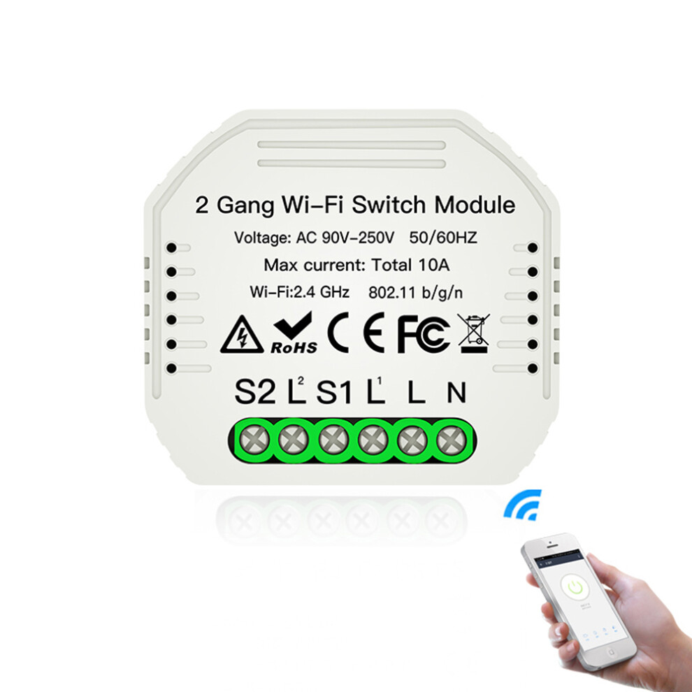 Moeshouse Ms 104B Ac90 240V 2 Gang 2 Way Wifi Smart Light Switch Diy Breaker Module Smart Life Tuya App Remote Control Working With Alexa Google Home 6901251414179