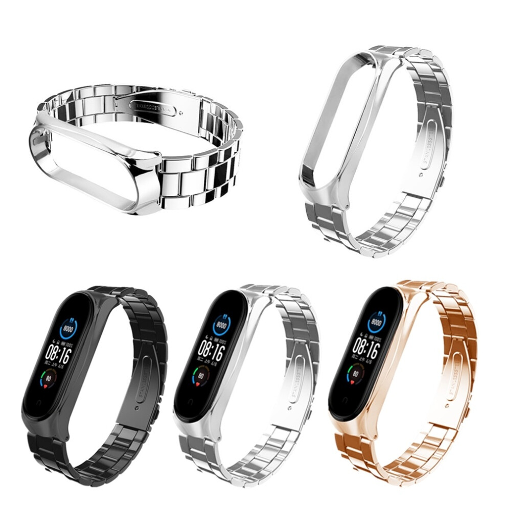 Bakeey Buckle Type Full Stainless Steel Watch Band Watch Strap For Xiaomi Miband 5 Miband 5 Nfc Non Original Silver 6900072733247