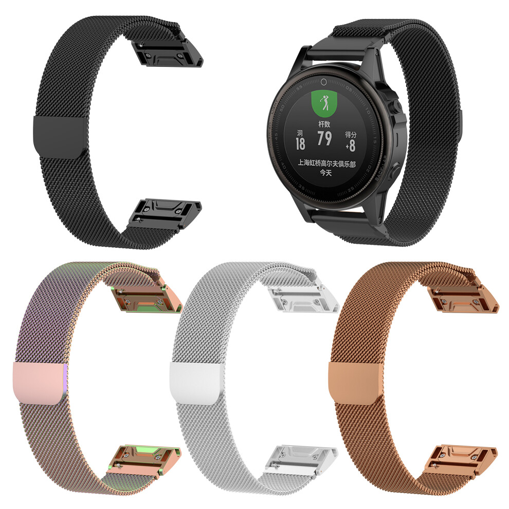 Bakeey 20Mm 22Mm 26Mm Width Magnetic Elastic Milan Stainless Steel Watch Band Strap Replacement For Garmin Forerunner 945 Forerunner 935 Fenix 5 Silver 6900074847805