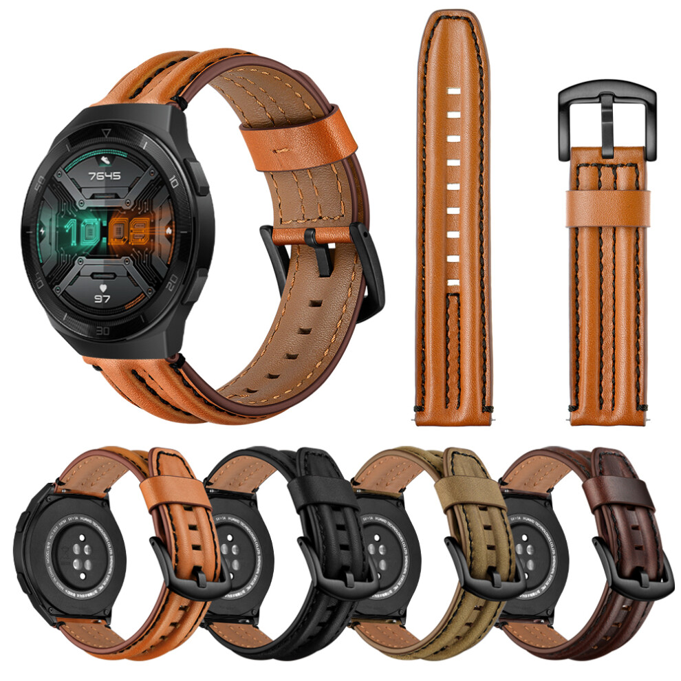 Bakeey 22Mm Double Keel First Layer Genuine Leather Strap Smart Watch Band For Huawei Watch Gt 2E 46Mm Not,Specified 6900074957986