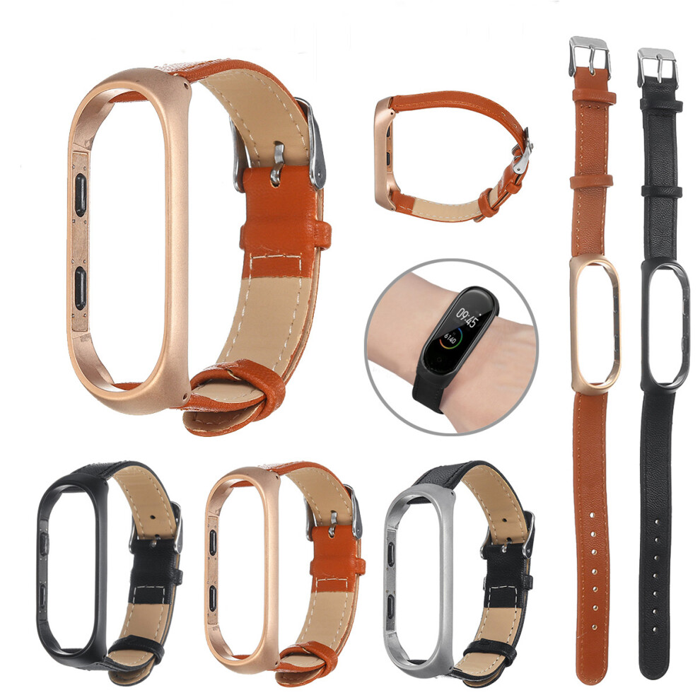 Bakeey Leather Smart Watch Band Replacement Watch Strap Alloy Case For Xiaomi Mi Band 3 4 Not,Specified 922511279150