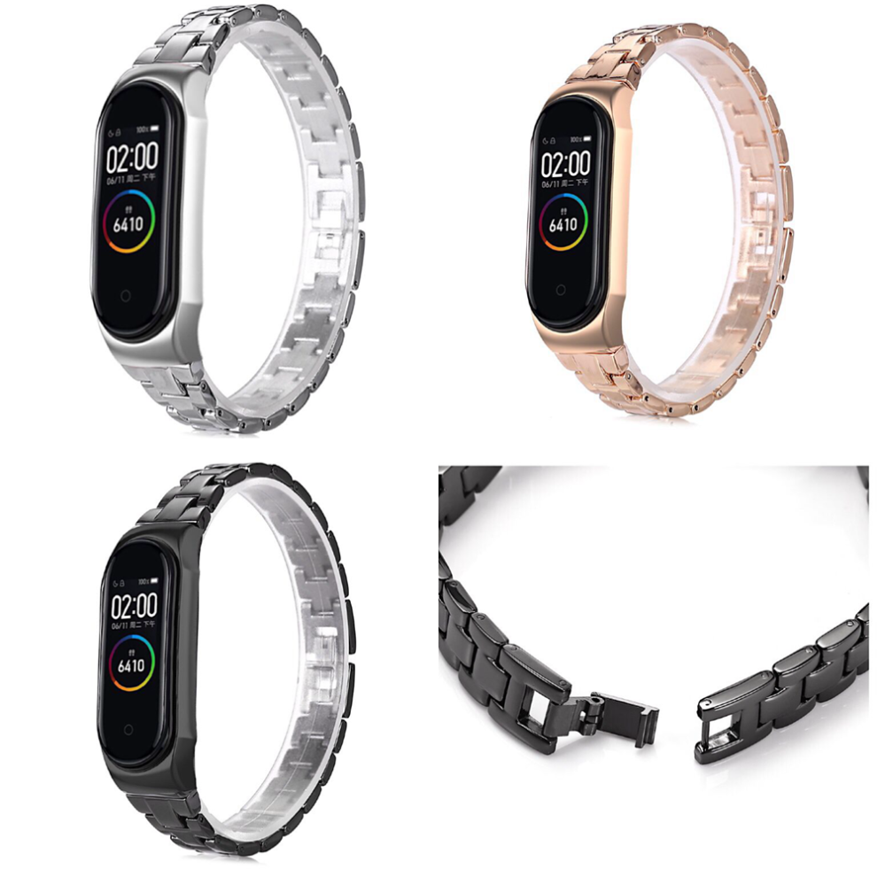 Bakeey Stainless Replacement Butterfly Buckle Watch Band For Xiaomi Mi Band 4&3 Smart Watch Yellow 6914217249999
