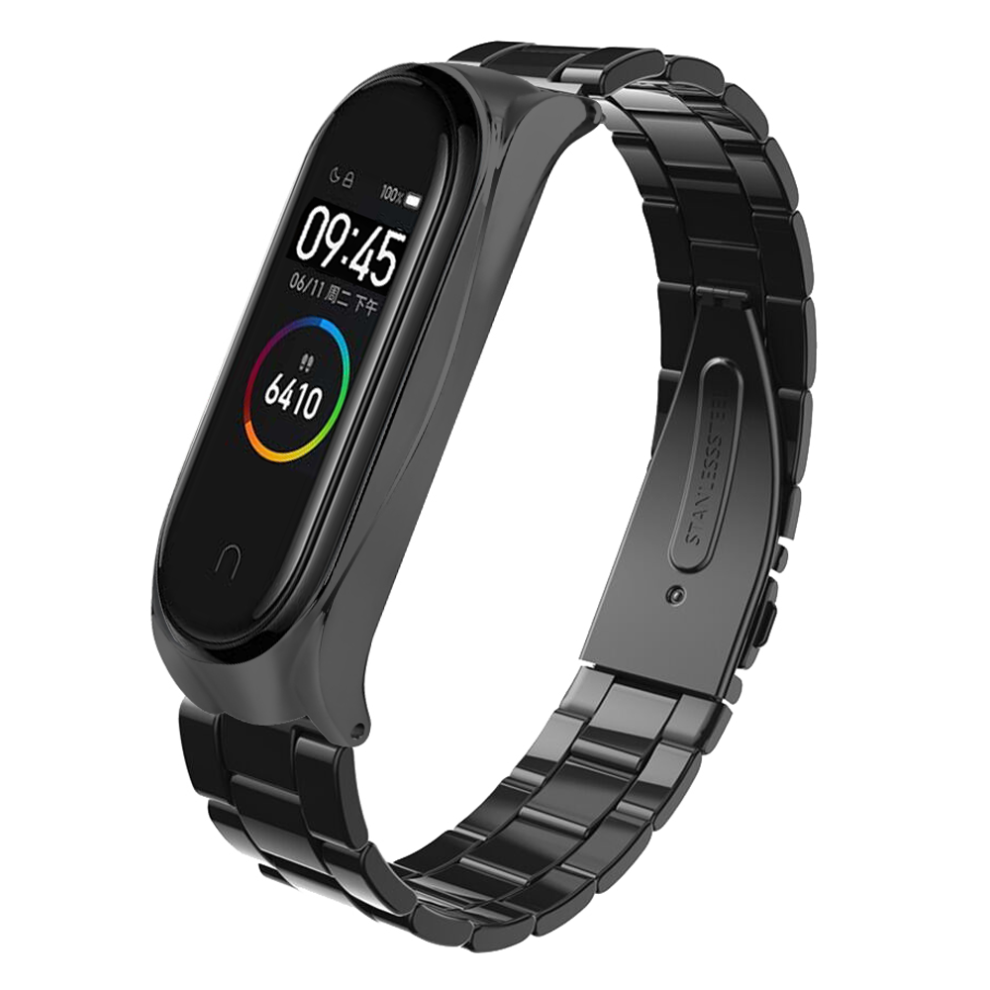 Bakeey Three Beads Solid Stainless Steel Watch Band Watch Strap Replacement For Xiaomi Miband 4 Silver 3480563471351