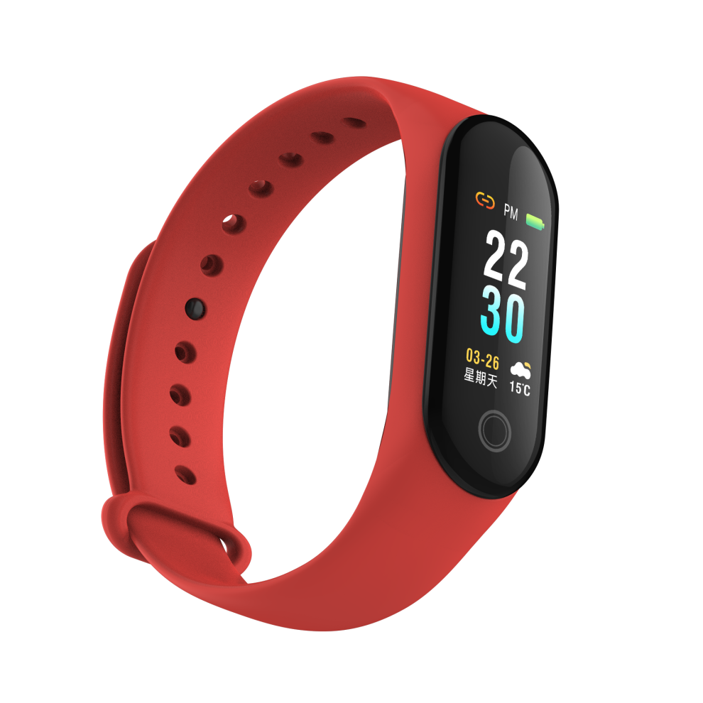 Bakeey M4c Single Touch Blood Pressure Sms Reminder Remote Camera Weather Forecast Smart Watch Band Black/Red/Blue 3480564041461
