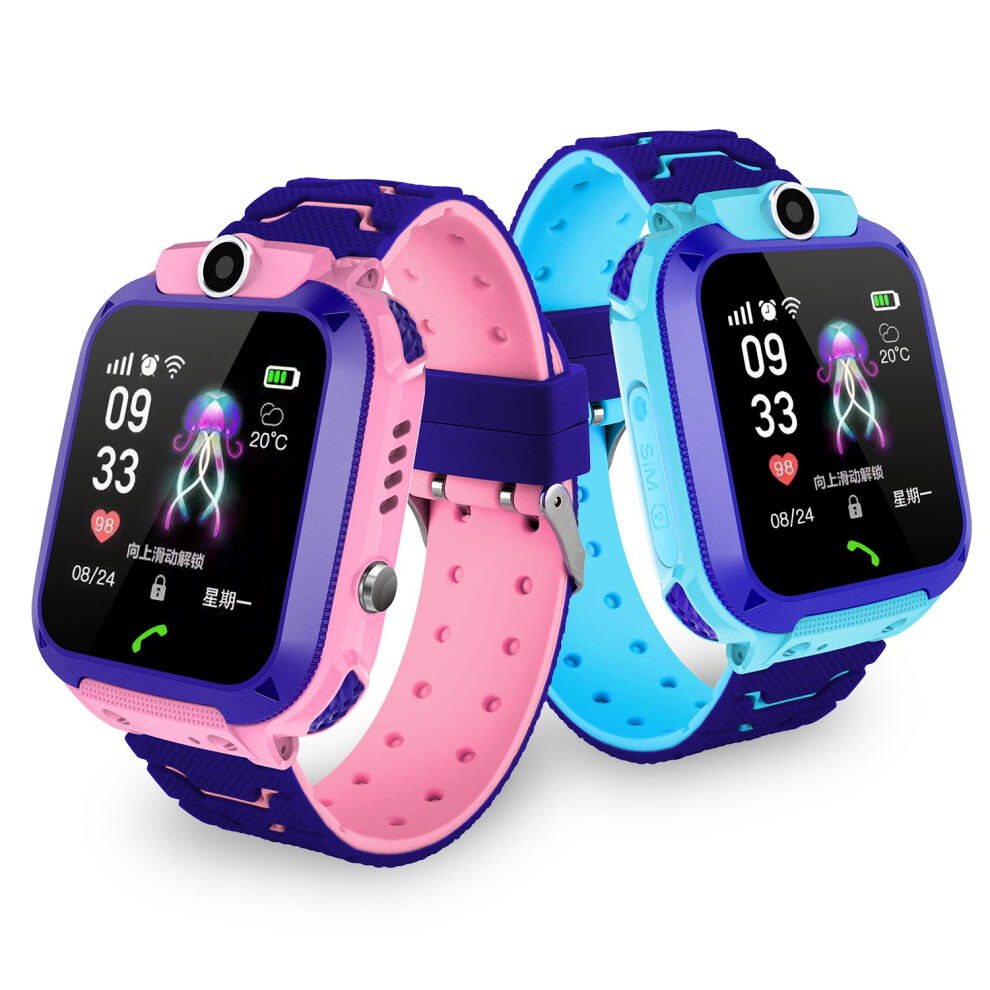 Bakeey Q12 1.44' Hd Voice Gsm Lbs Location One Key Sos Super Long Standby Alarm Weather Kids Watch Smart Watch Blue/Pink 6900055605226