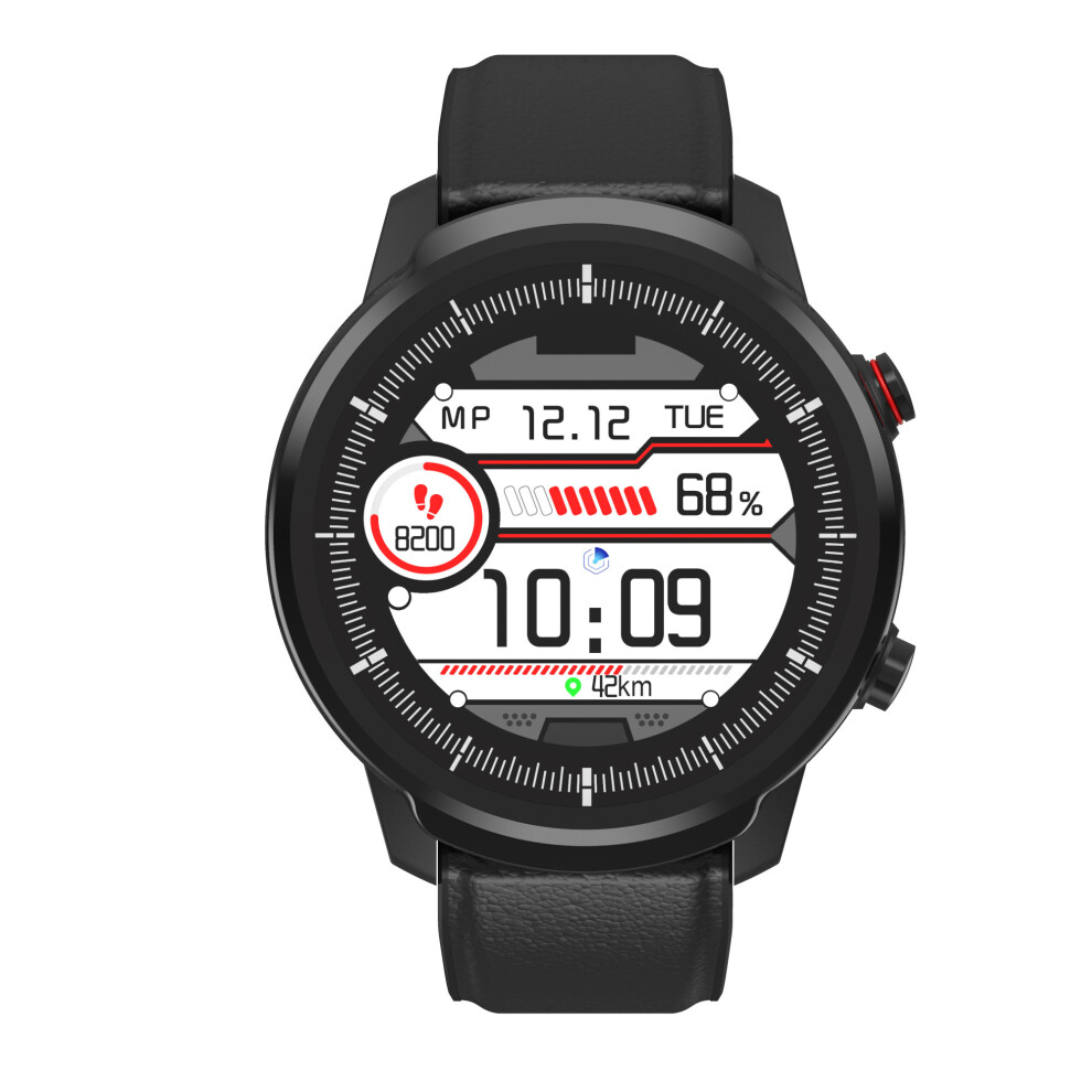 Bakeey S10p Full Touch Leather Strap Wristband Blood Pressure And Oxygen Monitor Ip68 Waterproof Smart Watch Brown/Black 825450312349