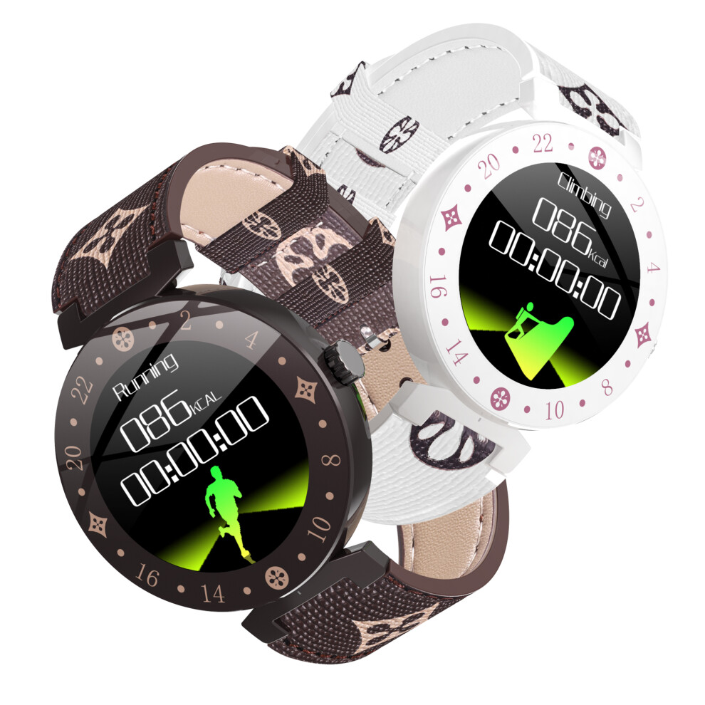 Bakeey R98 Scratchproof Ips Screen All Day Hr Blood Pressure Waterproof Message View Leather Smart Watch White 6900056805595