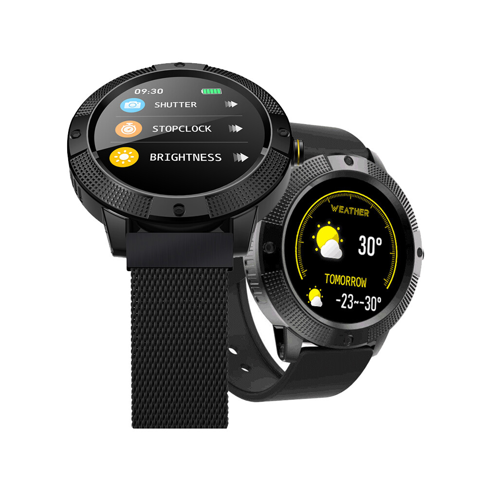 Bakeey Yh2 1.3Inch Full Touch Screen Heart Rate Blood Pressure O2 Monitor Weather Push Music Camera Control Brightness Control Smart Watch Black/Gray 6900077185164