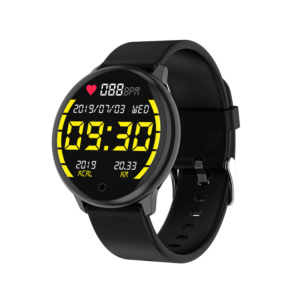Bakeey R7 1.22Inch Heart Rate Blood Pressure O2 Monitor Weather Push Music Control Smart Watch Black/Gray 5742607306868