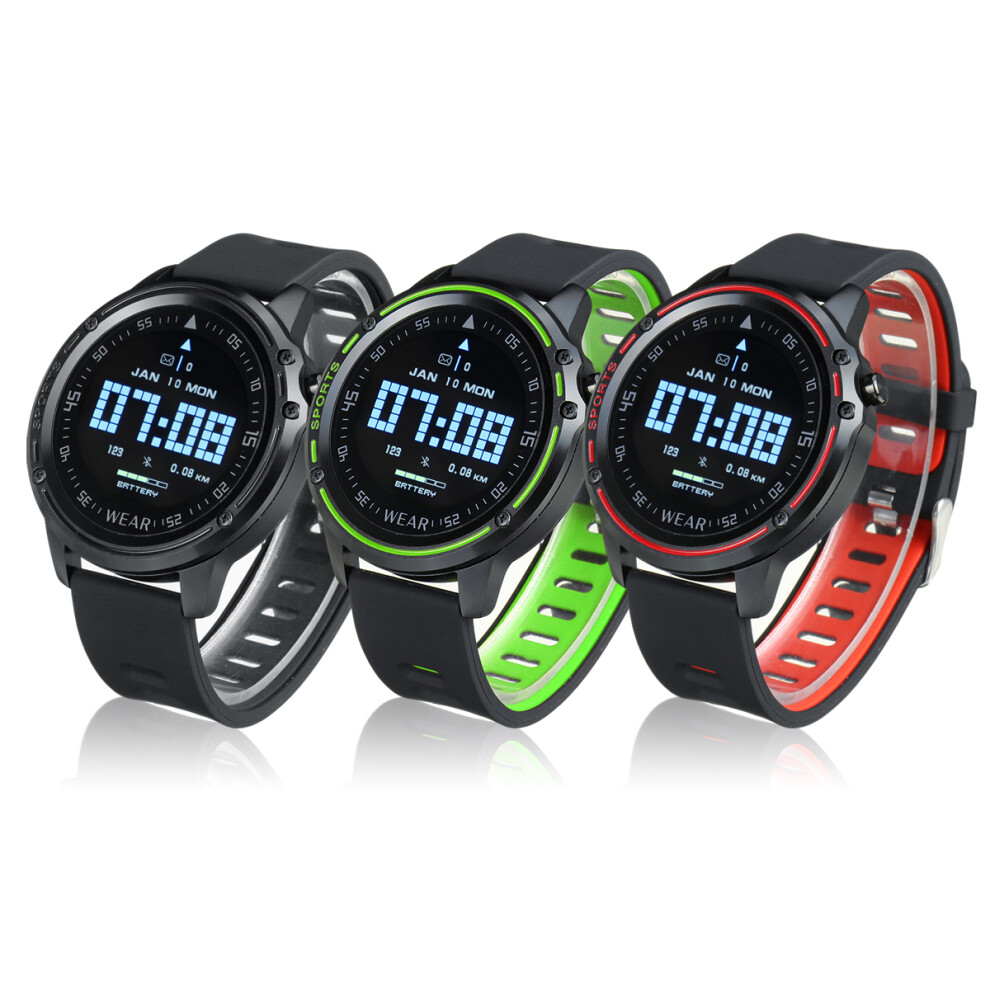 Bakeey L8 Ecg+Ppg Heart Rate Blood Pressure Spo2 Monitor Weather Push Bluetooth Music Ip68 Waterproof Full Touch Smart Watch Black/Green/Red 6900071097227