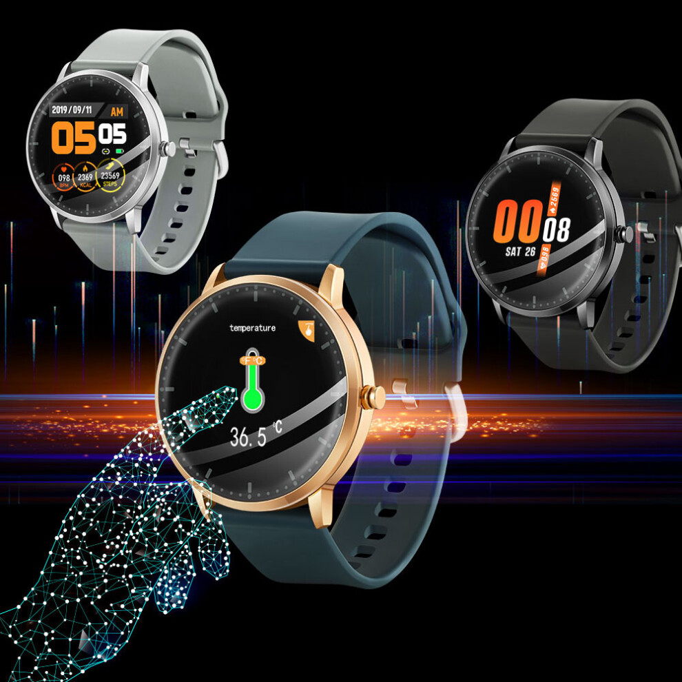 Bakeey T9 Body Temperature Measure Dual Menus Display Heart Rate Blood Pressure Oxygen Monitor Music Control Brightness Control Smart Watch 6900072549398