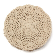 12Pcs Hand Crocheted Doilies Set DIY Round Beige Handmade Crochet Doilies Coasters Lot For Home Decoration