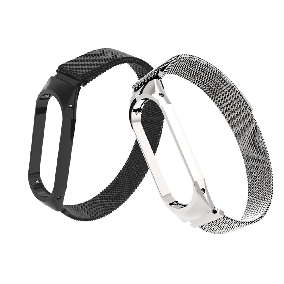 Bakeey Anti Lost Watch Band Milanese Magnetic Stainless Steel Watch Strap For Xiaomi Mi Band3 Non Original Silver 6900370704109