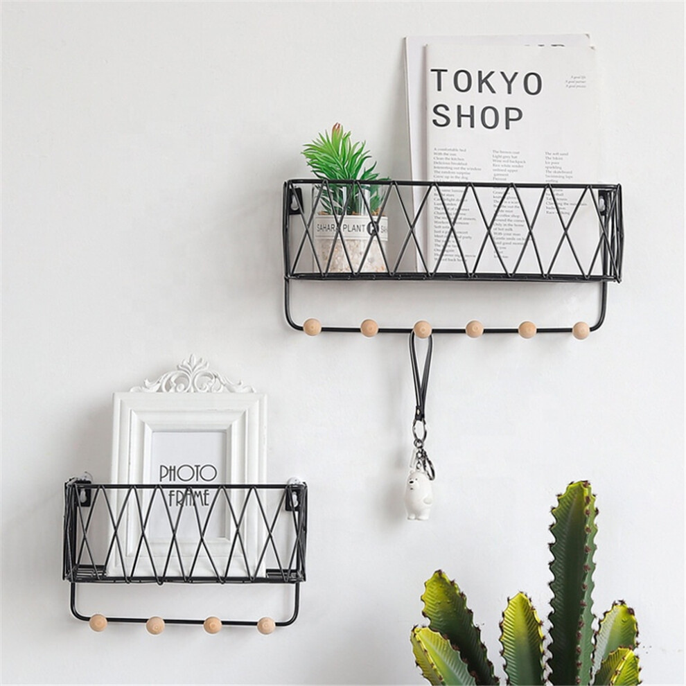 Bakeey Iron Wall Shelf Rack With Wood Floating Wall Mount Shelves For Perfect Decor Of Any Room 825450279147