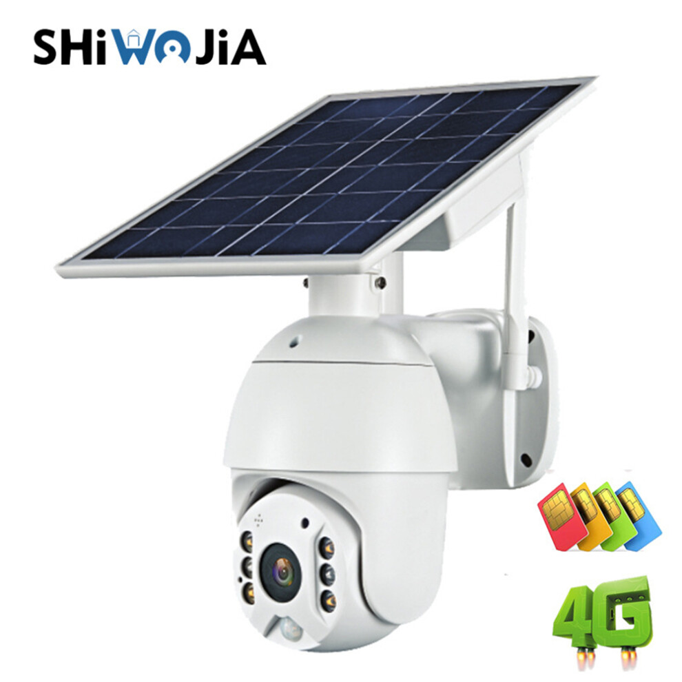 Shiwojia 1080P Hd Solar Camera Wireless Wifi Night Vision Two Way Audio Waterproof Surveillance Camera 4G Ip Camera 791326847195