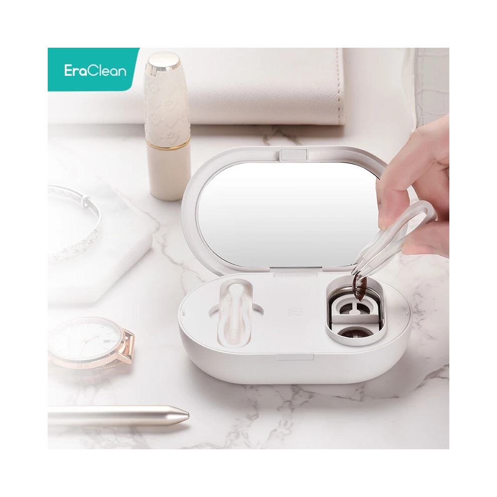 White Eraclean C Lens Ultrasonic Cleaning Machine 56000Hz High Frequency Vibration Timing Rechargeable Cleaner