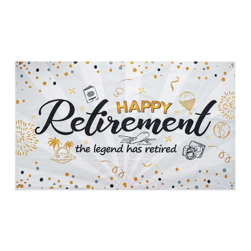 Wall Hanging Tapestry Happy Retirement Photography Backdrop Retirement Party Supplies Favors Gifts Decorations White/Black 6900065235710