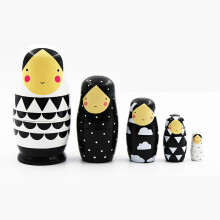 5pcs Set Russian Nesting Dolls Wooden Stacking Toys Handmade Painted Figurines Home Decor for Girl Boy Birthday