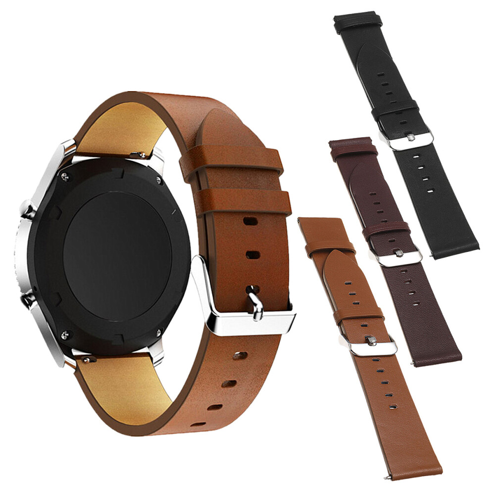 22Mm Leather Watch Band Strap For Samsung Gear S3 Frontier Classic Black/Brown 750958494078