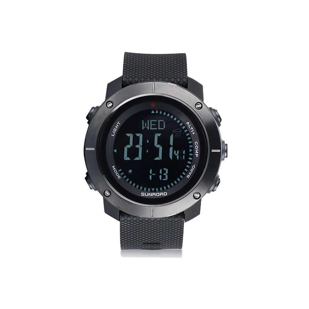 Sunroad Carbine 5Atm Waterproof Pedometer Altimeter Barometer Digital Sports Smart Watch Fitness Black 709788052378