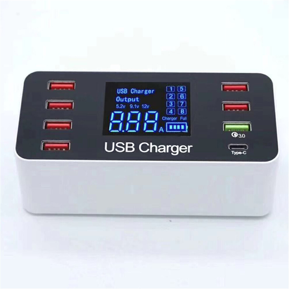 Ihaitun Lcd Display Usb Charger Quick Charger 3.0 Usb 40W Usb Type C Fast Charging Station For Iphone Xs 11Pro Huawei P30 P40 Pro Mi10 Note 9S 818073021743