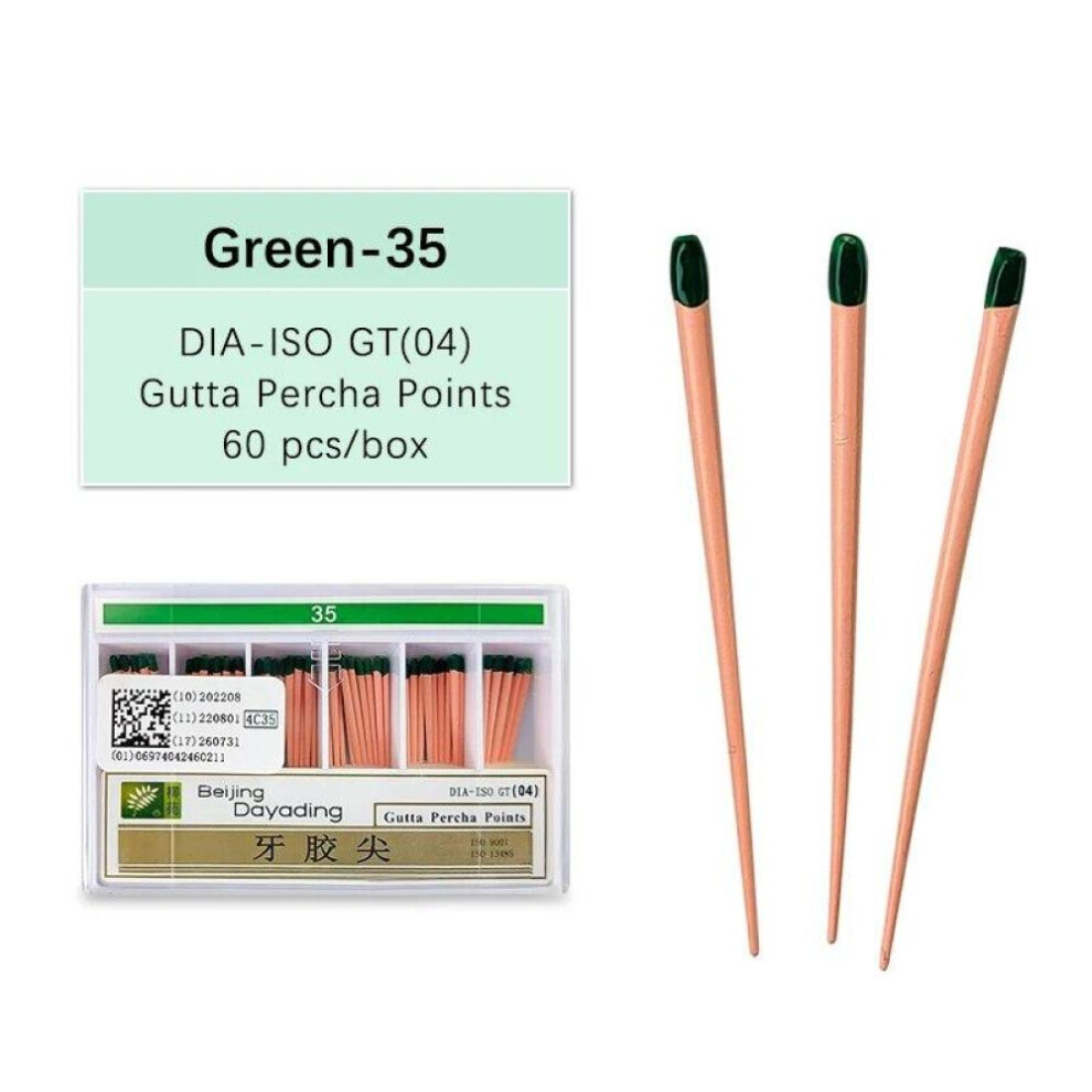 (GPP 04 Green 35) JINGT 1Box Dental Gutta Percha Paper Point 15-40 Root Canal Endodontics Cotton Fiber Tips Dentistry Materials 0.02 04 06 Sizes
