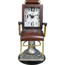 Barber's Hairdressers Chair Novelty Desk Bedside Clock | Brown