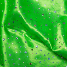 (Lime Green , 3 Meter Deal) Silky Satin Sequin Hologram Spot Satin Dancewear