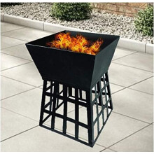 Square Brazier Fire Pit with BBQ Grill - Outdoor Patio Heater