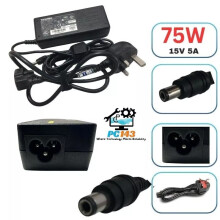 Genuine Toshiba Laptop Charger 15V - 5A 75W with Power Lead - Refurbished
