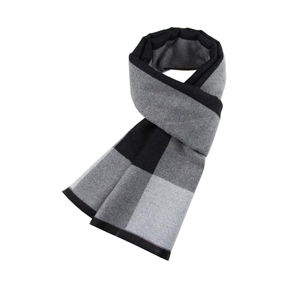 Mens Winter Warm Long Plaid Tassel Soft Classic Thicken Scarf 70.8"x11.8"-image-OPC-PFVQFGV-NEW