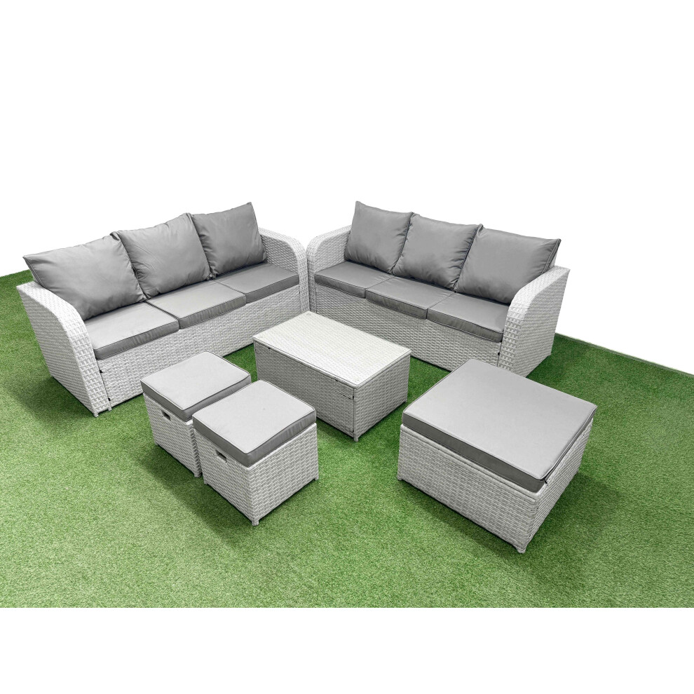 Fimous Outdoor Garden Furniture Sets 9 Seater Wicker Rattan Furniture Sofa Sets with high Back Lounge Sofa 3 Stools