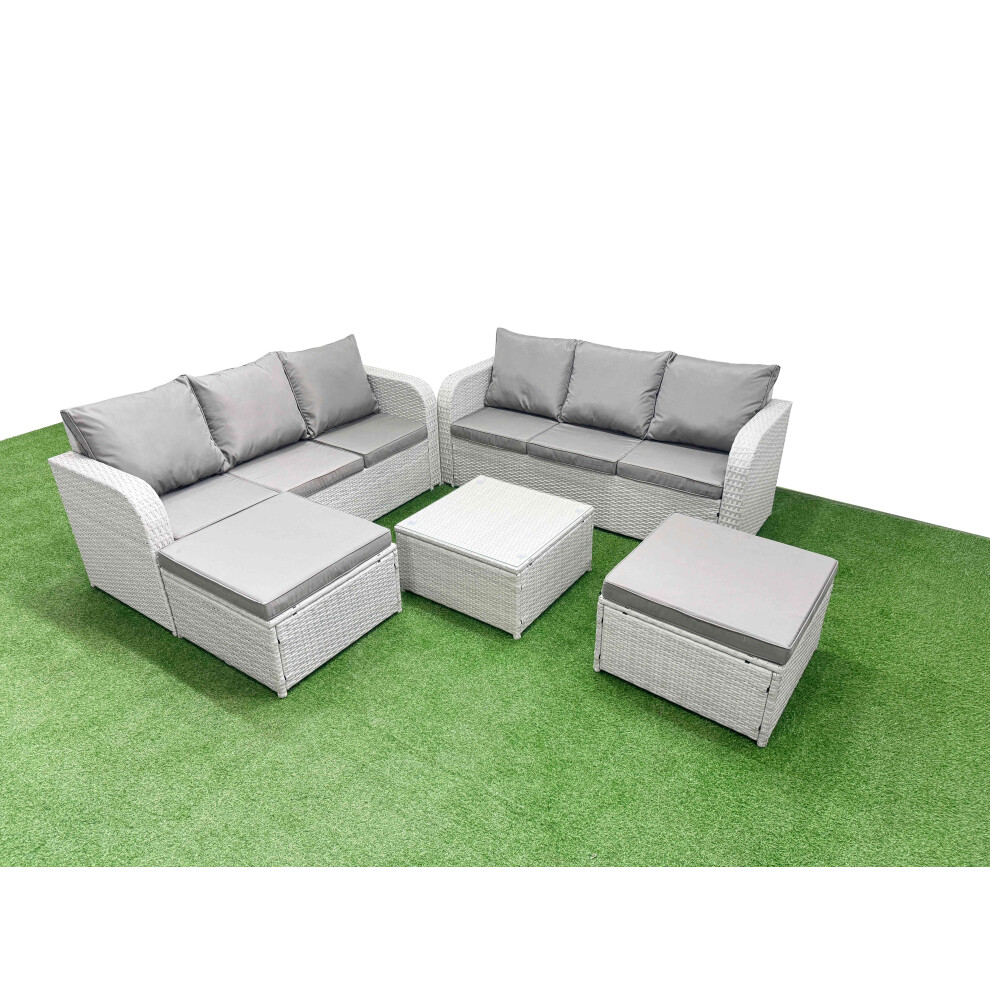 Fimous Outdoor Garden Furniture Sets 8 Seater Wicker Rattan Furniture Sofa Sets With High Back Lounge Sofa 2 Big Footstool