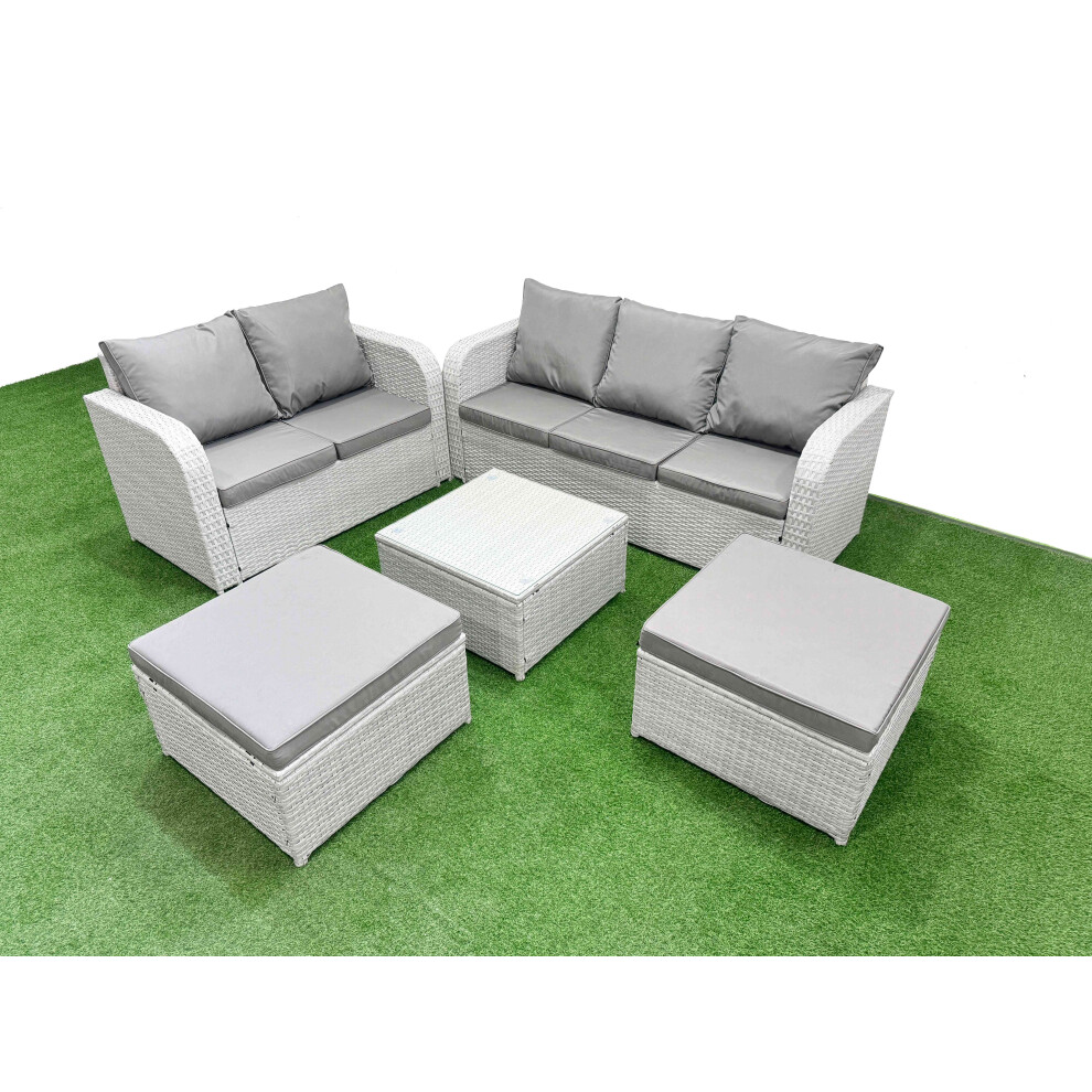 Fimous 7 Seater PE Rattan Wicker Garden Furniture Patio Conservatory Sofa Set with 3 Seater Sofa Love Sofa 2 Big Footstool