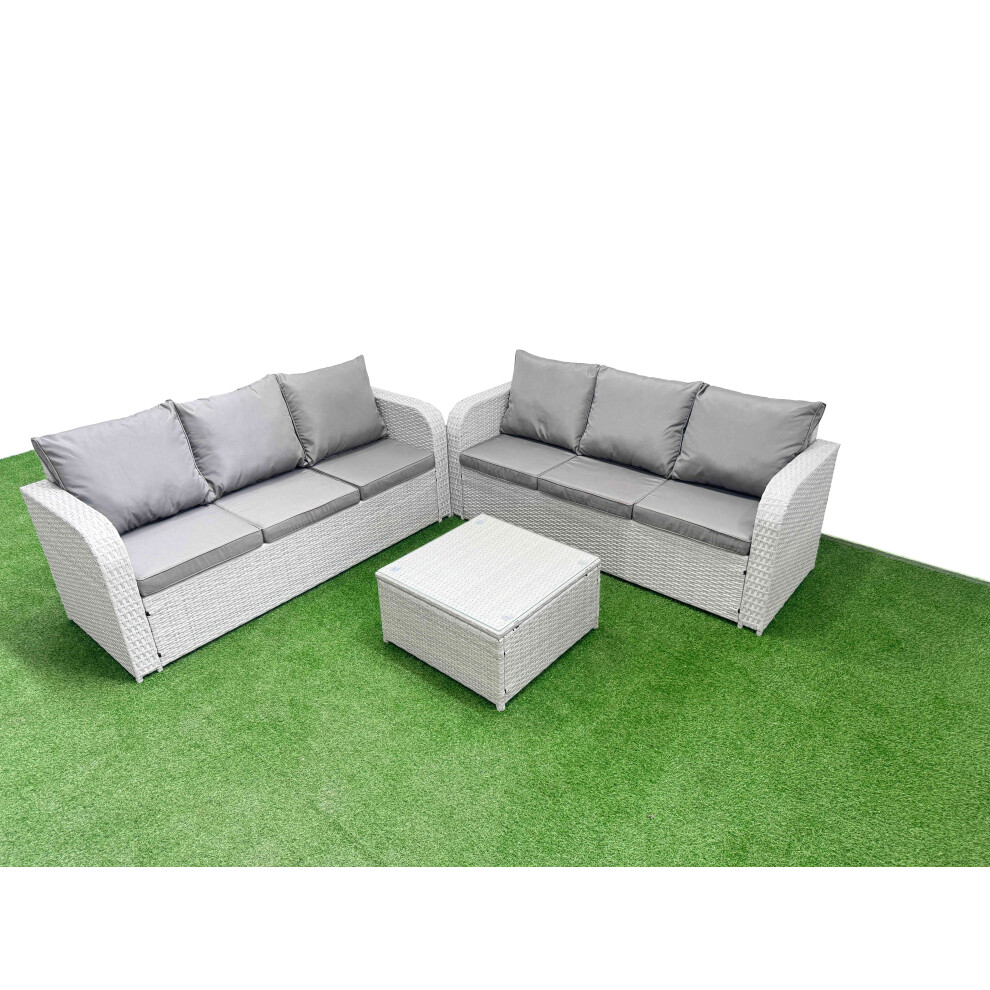 Fimous Outdoor Garden Furniture Sets 6 Seater Wicker Rattan Furniture Sofa Sets with high Back Lounge Sofa Light Grey