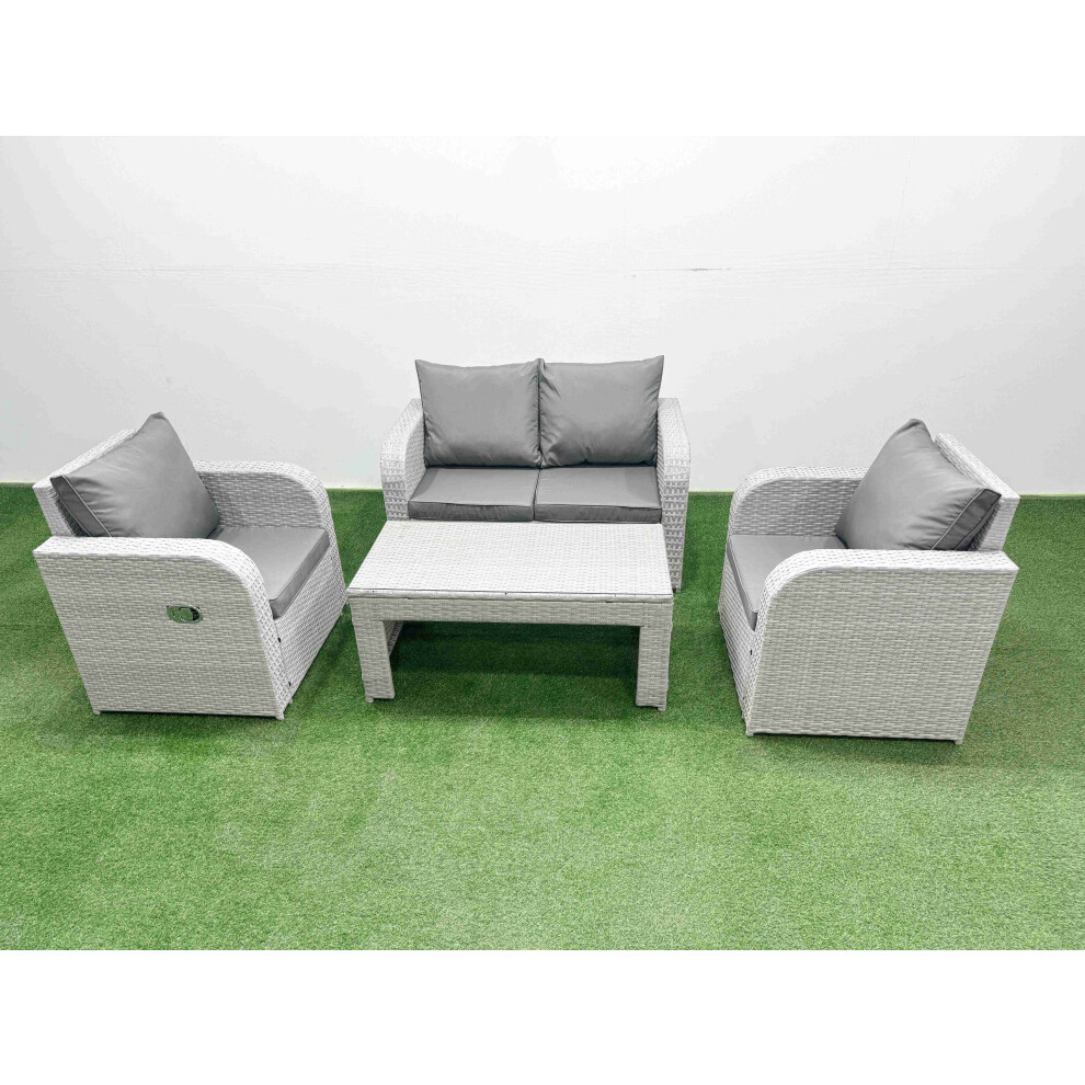 Fimous Light Grey PE Wicker Rattan Garden Furniture Set Sofa Set Reclining Adjustable Chair  4 Seater