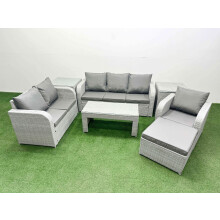 Fimous Patio PE Wicker 7 Seater Outdoor Rattan Furniture Sofa Sets with Reclining Chair Loveseat Sofa 3 Seater Sofa