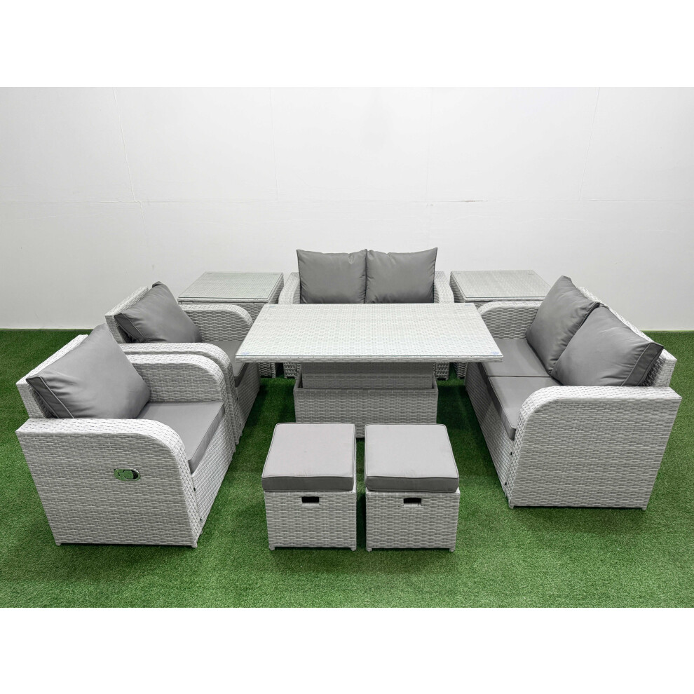 B&Q - 8 Seater Outdoor Reclining Chair Love Sofa Set Rattan Garden Furniture Set Adjustable Lifting Table 2 Stools 2 Side Table - Image 2