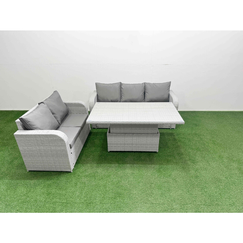 B&Q - 5 Seater Pe Rattan Wicker Garden Furniture Conservatory Sofa Set Adjustable Lifting Table 3 Seater Sofa Love Sofa - Image 2