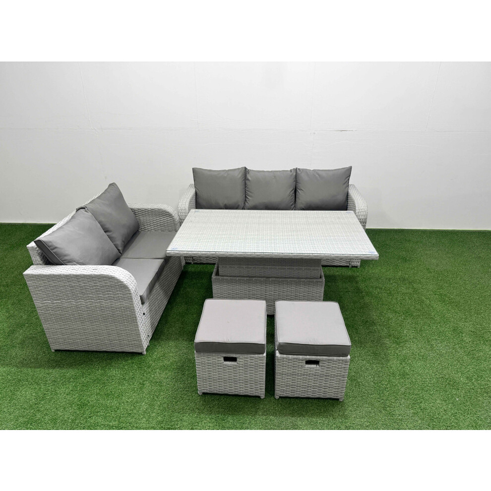 Fimous Unisex Light Grey Seater Pe Rattan Wicker Garden Furniture Patio Conservatory Sofa Set W/ Adjustable Lifting Dining Or Coffee Table 3 Seater Sofa Love Sofa 2 Size 7 - Image 2