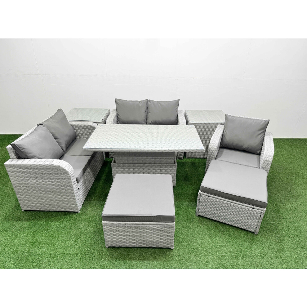 B&Q - High Back Poly Rattan Garden Furniture Set Reclining Chair Loveseat Sofa Indoor Outdoor Set 2 Big Stool 2 Side Table - Image 2