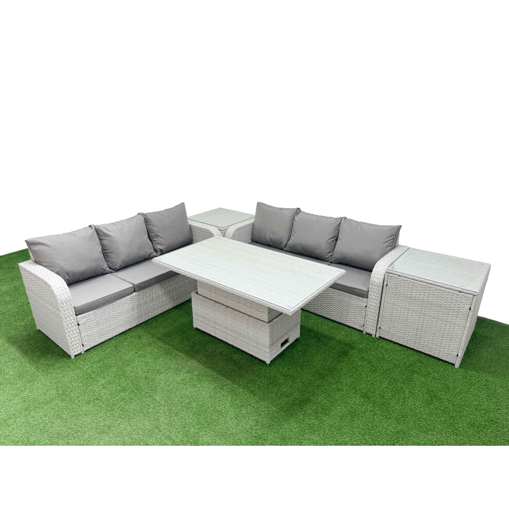B&Q - Outdoor Garden Furniture Sets 6 Seater Adjustable Lifting Dining Or Coffee Table High Back Lounge Sofa 2 Side Table - Image 2