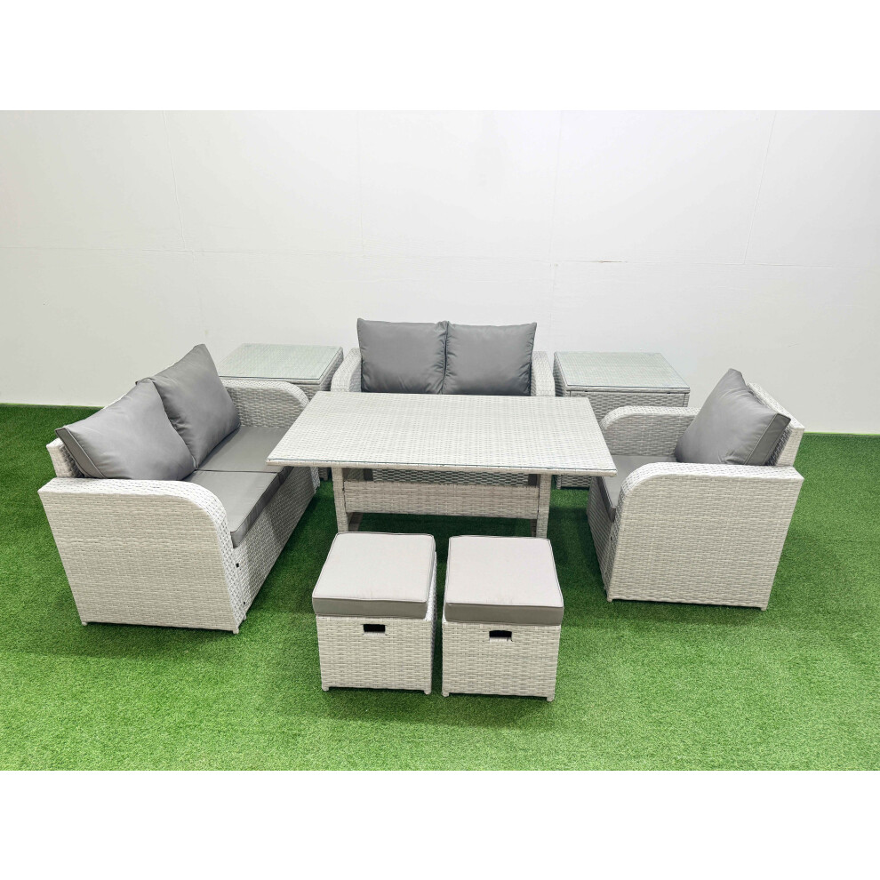B&Q - High Back Poly Rattan Garden Furniture Set Reclining Chair Loveseat Sofa Indoor Outdoor Set 2 Stool 2 Side Table - Image 2