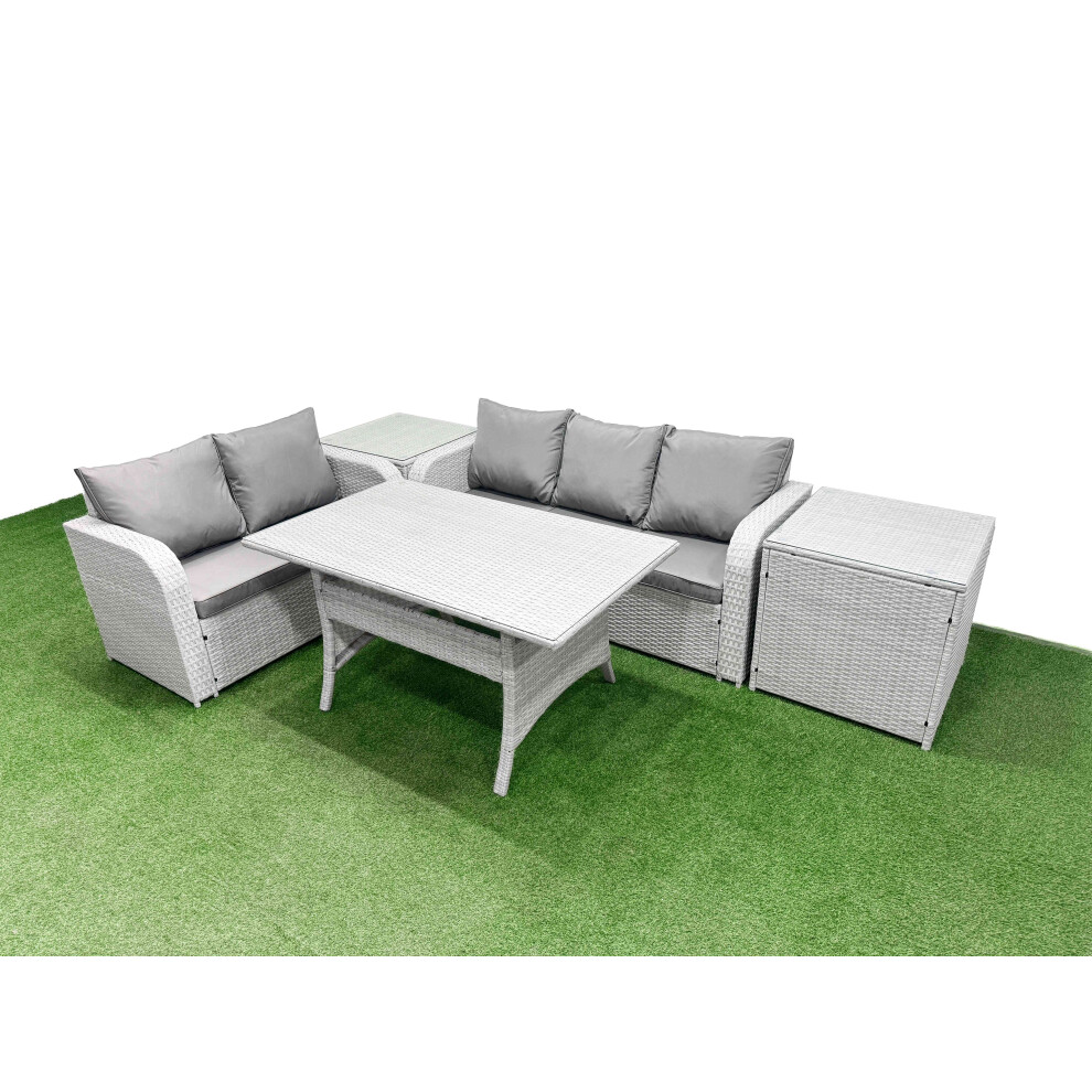 Fimous 5 Seater PE Rattan Wicker Garden Furniture Patio Conservatory Sofa Set with 3 Seater Sofa Love Sofa 2 Side Table