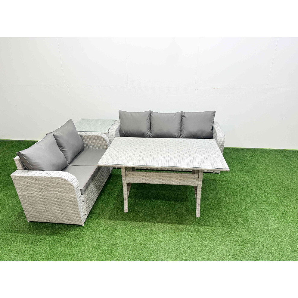 Fimous 5 Seater PE Rattan Wicker Garden Furniture Patio Conservatory Sofa Set with 3 Seater Sofa Love Sofa Side Table